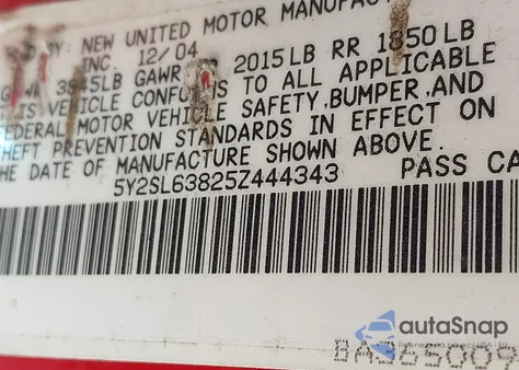 2005 Pontiac Vibe from USA, damaged, VIN 5Y2SL63825Z444343